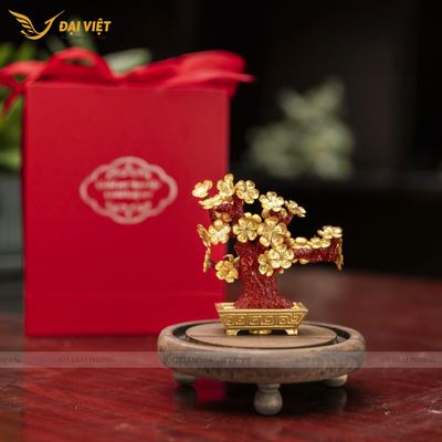 Chậu Mai Ngũ Phúc - Dát Vàng 24k