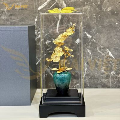 Quà Tặng Bình Lan Hồ Điệp Dát Vàng 24K