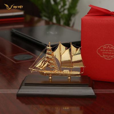 Quà Tặng Mô Hình Thuyền Buồm - Thuận Buồm Xuôi Gió Dát Vàng 24k - TBN35 ( cỡ Nhỏ )