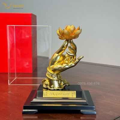 Tay Phật Cầm Hoa Sen Dát Vàng 24K