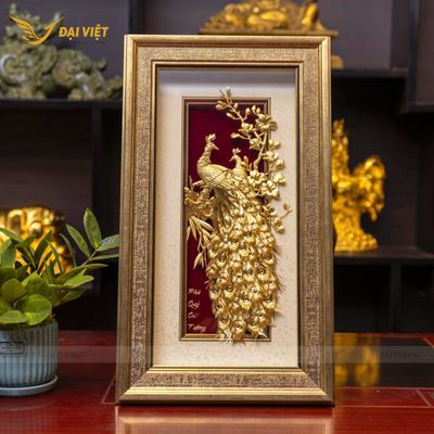 Tranh Đôi Công Phú Quý Cát Tường Dát Vàng 24K - Quà Tặng Tân Gia, Quà Tặng Cưới Cao Cấp