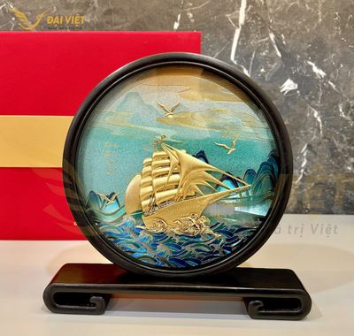 Tranh Thuận Buồm Xuôi Gió Dát Vàng 24K, Quà Tặng Sếp, Đối Tác Cao Cấp