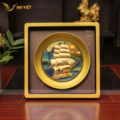 TRANH THUẬN BUỒM XUÔI GIÓ MẠ VÀNG 24K - Quà tặng sếp, khách hàng, đối tác, người thân, ...