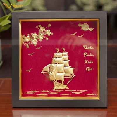 Tranh Thuyền Thuận Buồm Xuôi Gió - Dát Vàng 24k