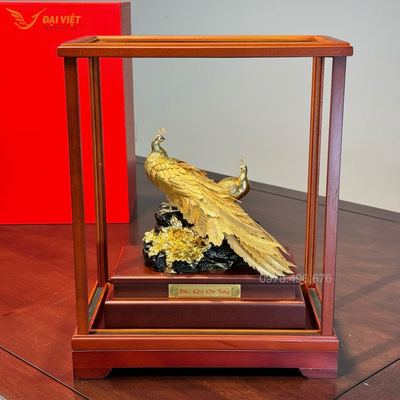 Tượng Đôi Chim Công Vinh Hoa Phú Quý Cát Tường Dát Vàng 24K