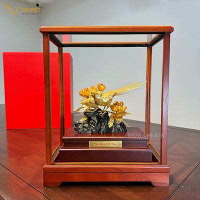 Tượng Đôi Chim Yến Như Ý Dát Vàng 24K