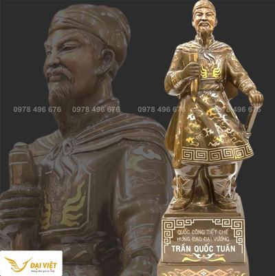 Tượng Trần Hưng Đạo 70cm bằng đồng khảm Tam Khí