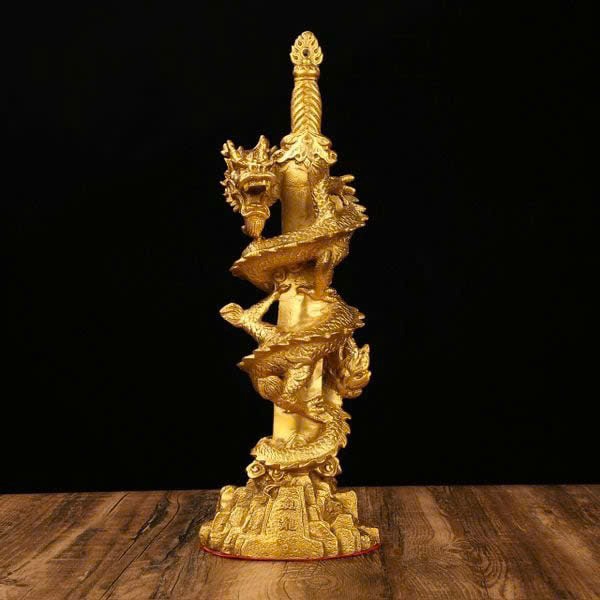 Tượng Rồng Vàng Cuộn Kiếm